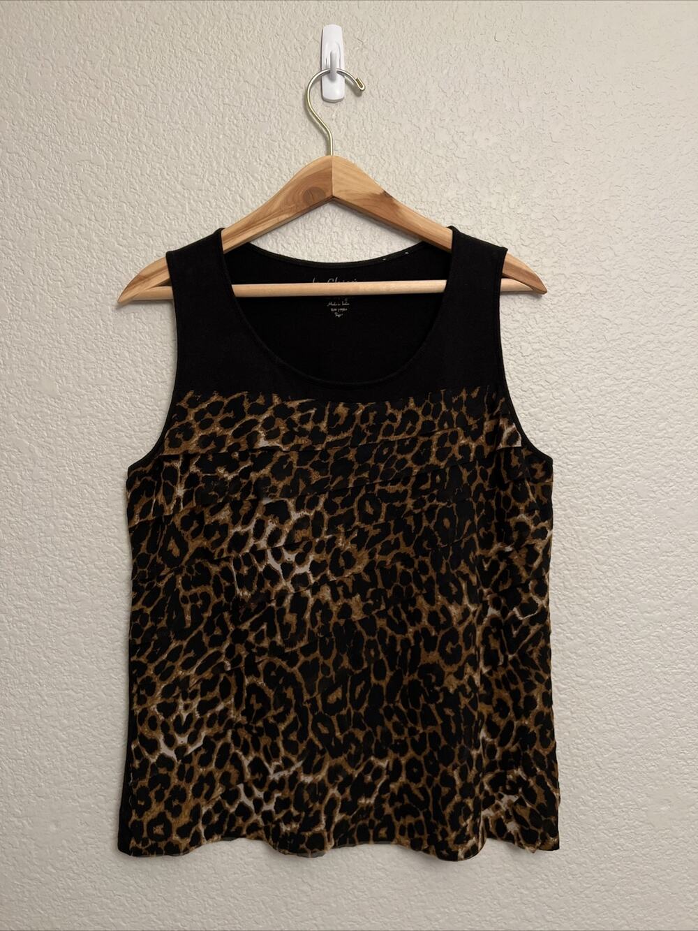 Chicos Top Animal Print Tiered Sleeveless Babydoll 90s Y2k Retro Academia Sz M